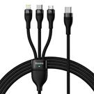 Baseus Flash Series2  Type-C to 3-in-1 Fast Charging Data Cable (Lightning+ Type-C+ Micro) 100W 1.5m  Black