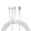 Baseus StarSpeed 1-for-3 Fast Charging Data Cable USB to ( Micro + Lightning + Type-C 3.5A ) 1.2m   White