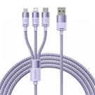 Baseus One for Three Fast Charging Data Cable (USB to Micro+Lightning+ Type-C) 3.5A 1.2m Purple