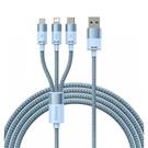 Baseus One for Three Fast Charging Data Cable (USB to Micro+Lightning+ Type-C) 3.5A 1.2m Blue