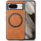 For Google Pixel 8 Luxury Shockproof Magnetic Charging Leather Case Brown