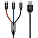 Baseus 3-in-1 Cable For Micro + iP + Type-C 30cm  Black