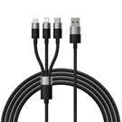 Baseus StarSpeed 1-for-3 Fast Charging Data Cable USB to ( Micro + Lightning + Type-C 3.5A ) 1.2m   Black