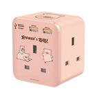XPower x Lulu the piggy Cube-shaped Wall Socket Splitter Authorized Goods Pink